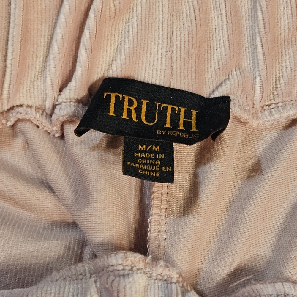 Truth by Republic Pink Velour Jogger Pants with Drawstring Waist Size Medium - Picture 3 of 14